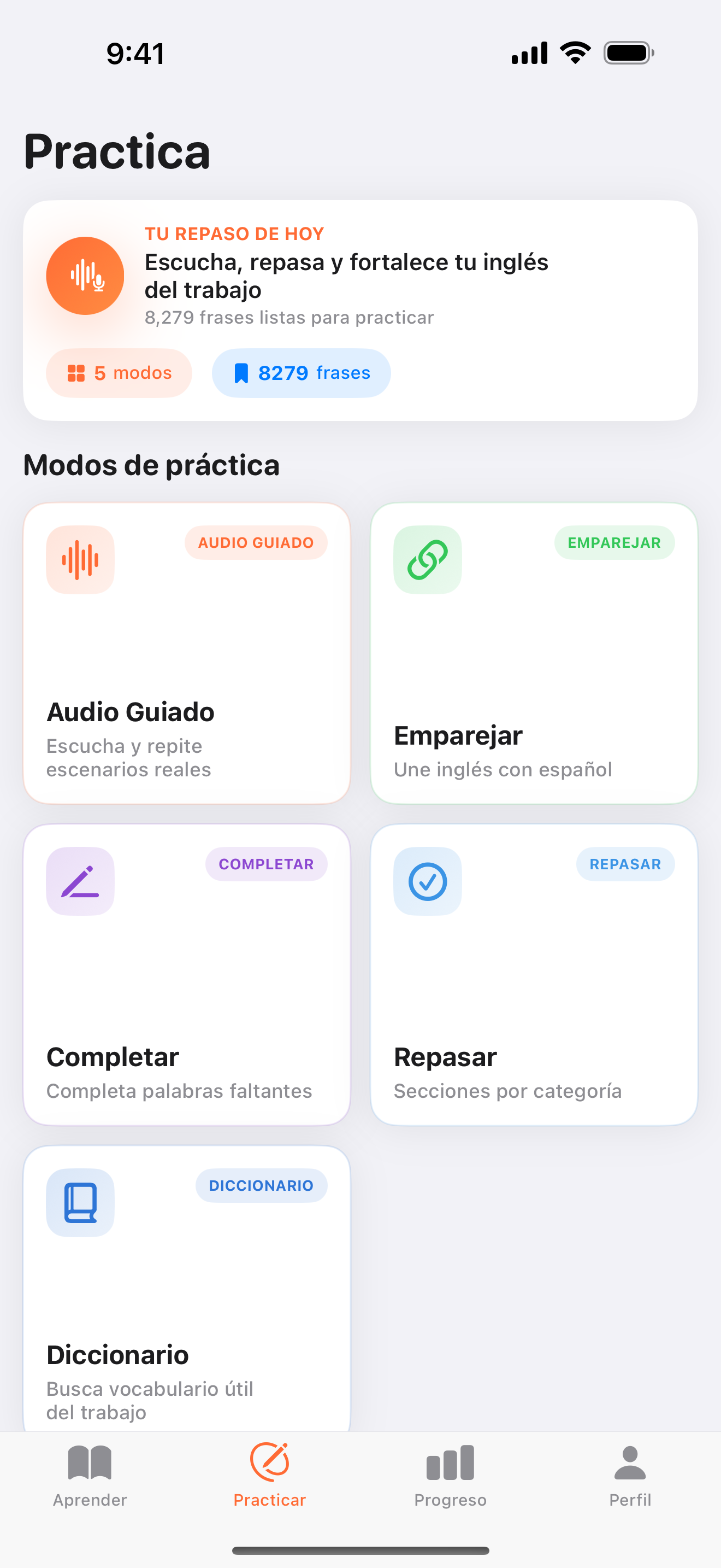 Practice tab